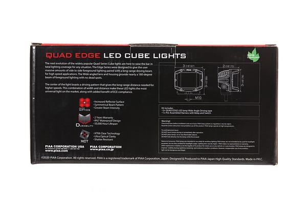 DKQE39E_pac7 PIAA 4″ 5600K 12V 24W Quad Edge LED cube wide driving lights kit