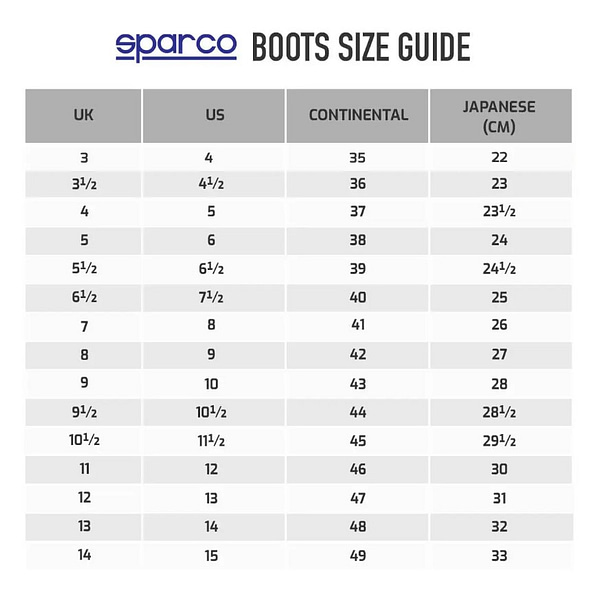 sparco-boots-sizes SPARCO Futura FIA 8856-2018