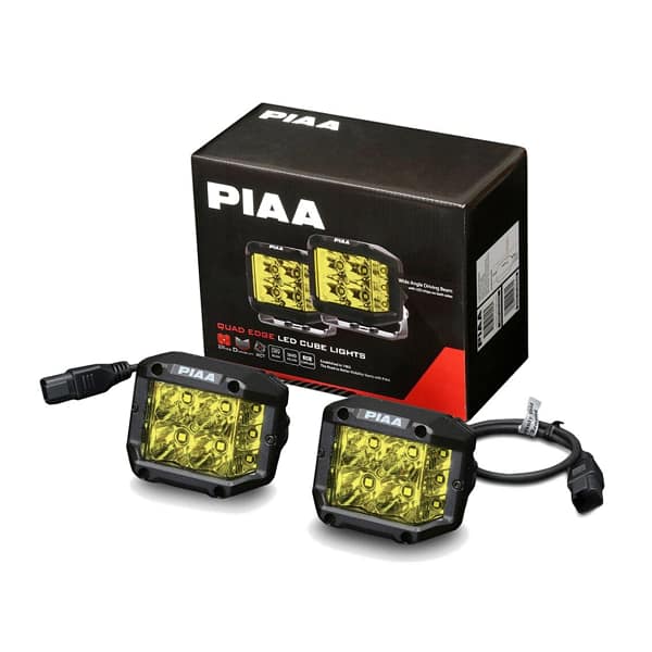 piaa_cube_yellow PIAA 4″ 5600K 12V 24W Quad Edge LED yellow cube wide driving lights kit